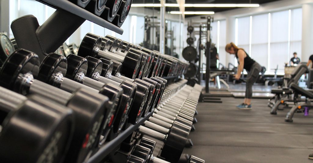 gym with rows of weights